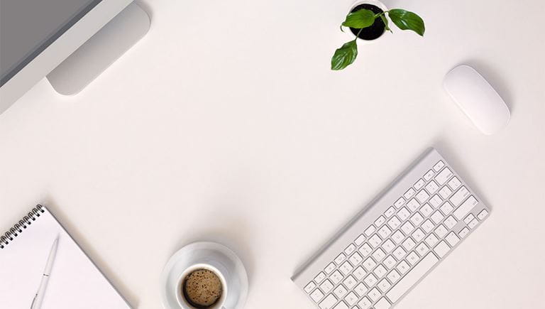 aerial view of modern clean desk