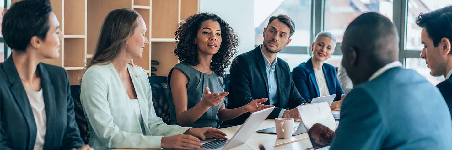 Business professionals in a conference meeting.