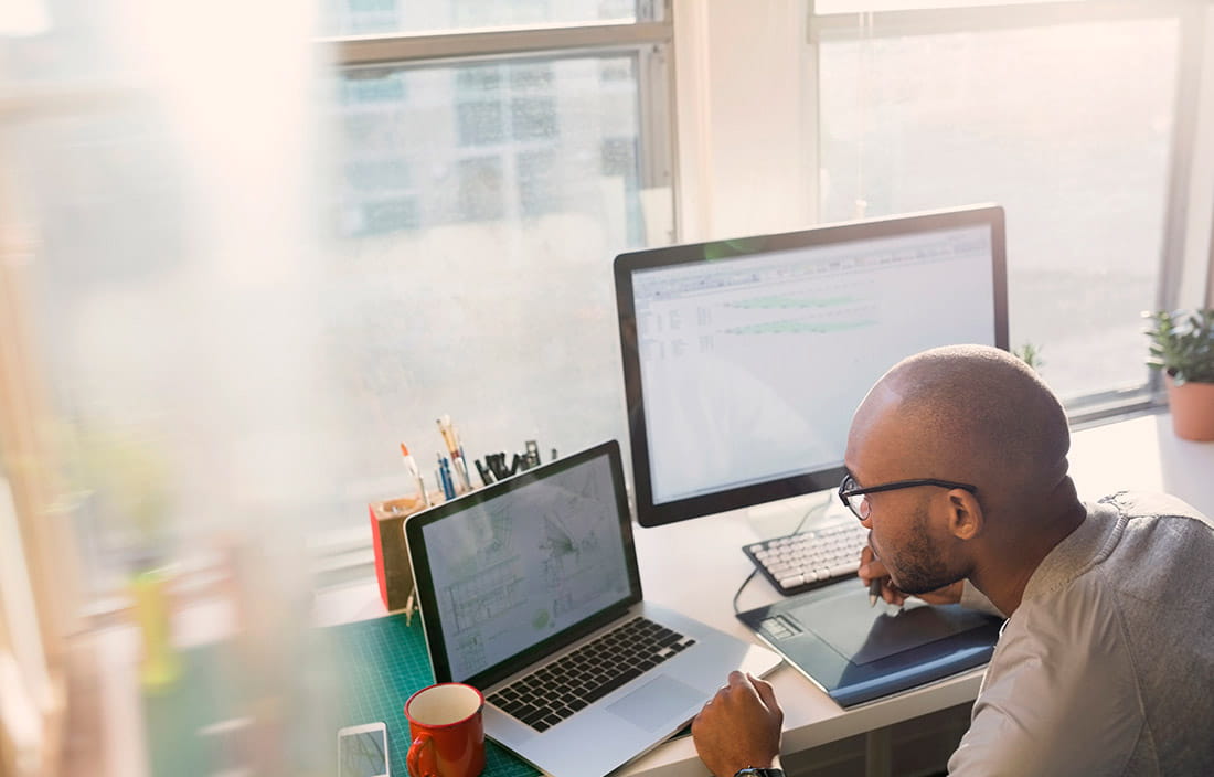 Man looking at computer