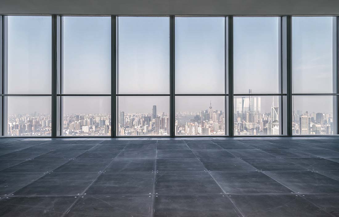 windows overlooking city