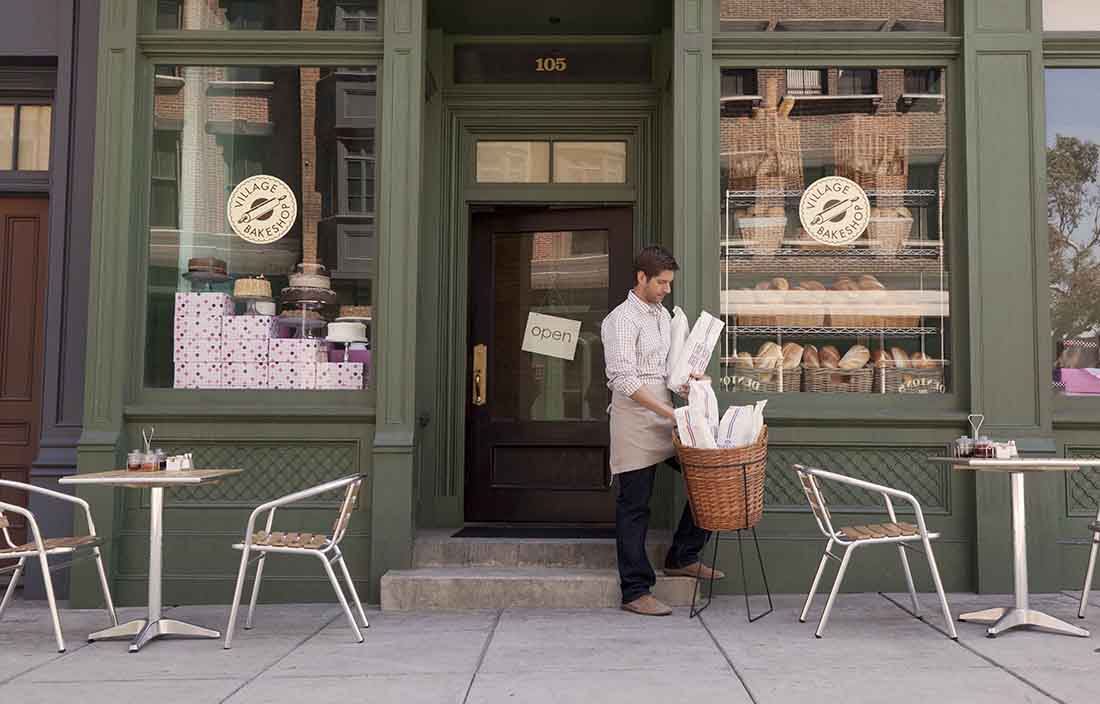 Outside of a bakery