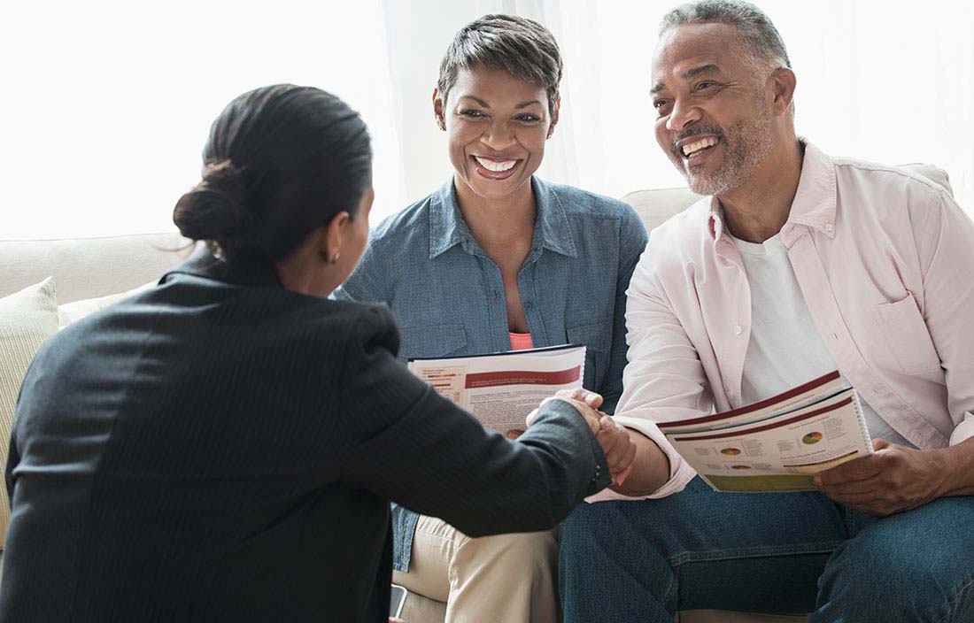 Banking professional talking to their customers.