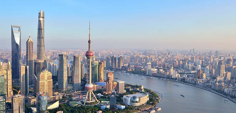 Cityscape view of Shanghai in the afternoon.