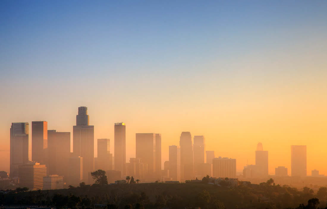 California skyline at dawn.