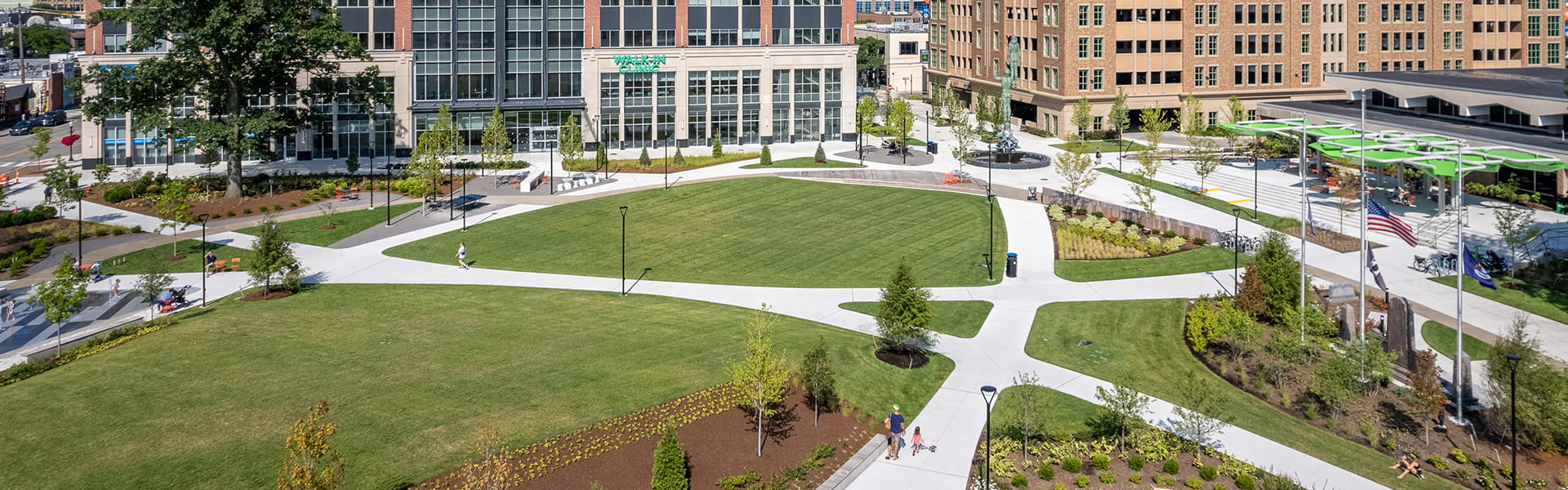 City of Royal Oak aerial view of the downtown courtyard area.