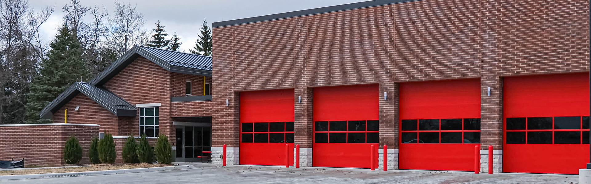 Commerce Township Fire Department vehicle bay doors.