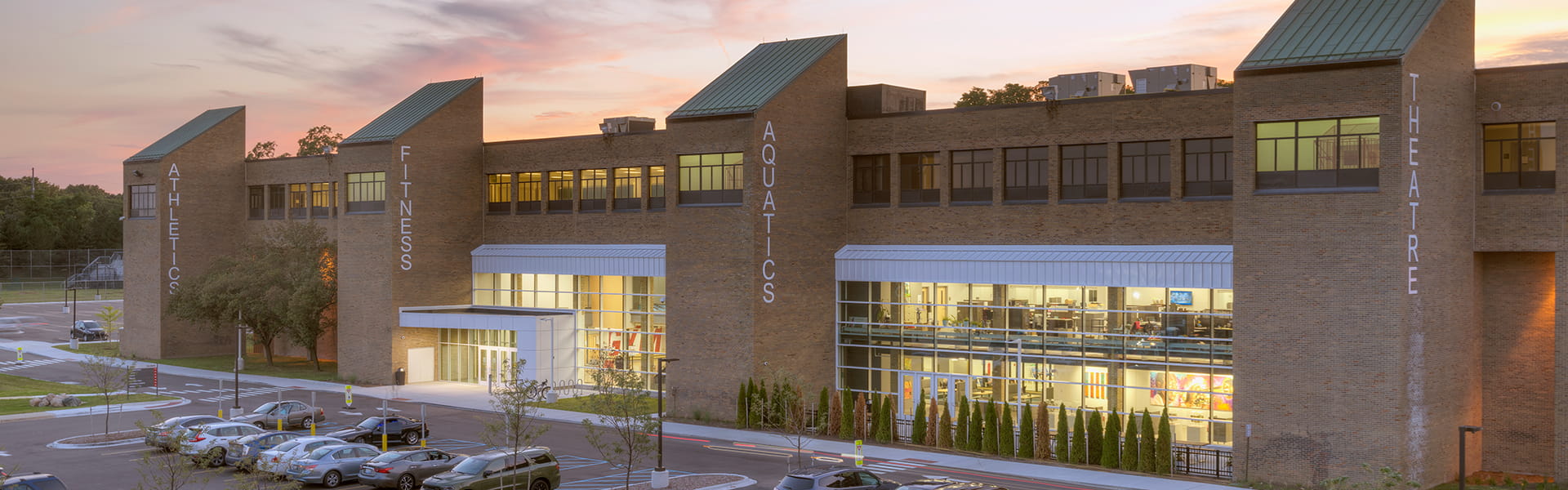 Exterior photo of the main building for The Hawk Farmington Hills.