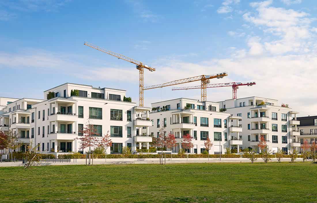 Senior living facility building under construction for repositioning and COVID-19 adjustments