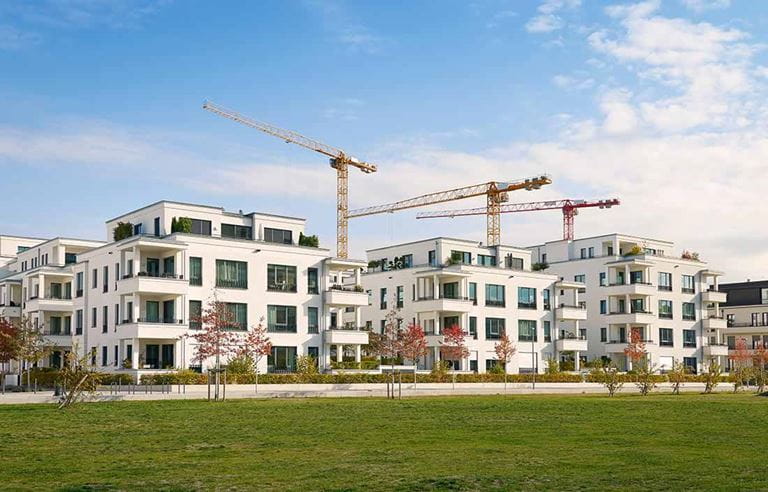 Senior living facility building under construction for repositioning and COVID-19 adjustments