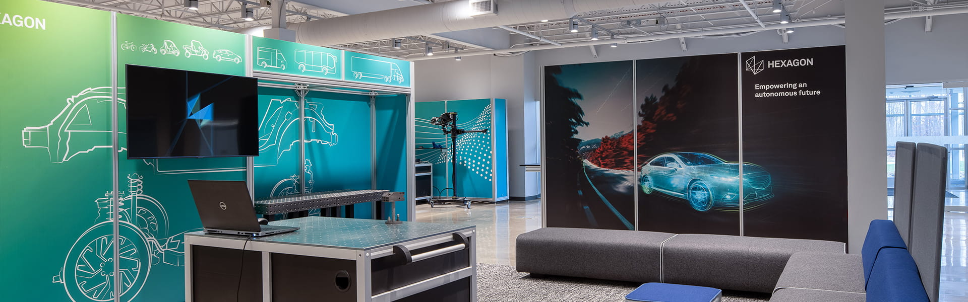 Interior lounge area photo of Hexagon Manufacturing Intelligence's new headquarters in Novi, MI, USA