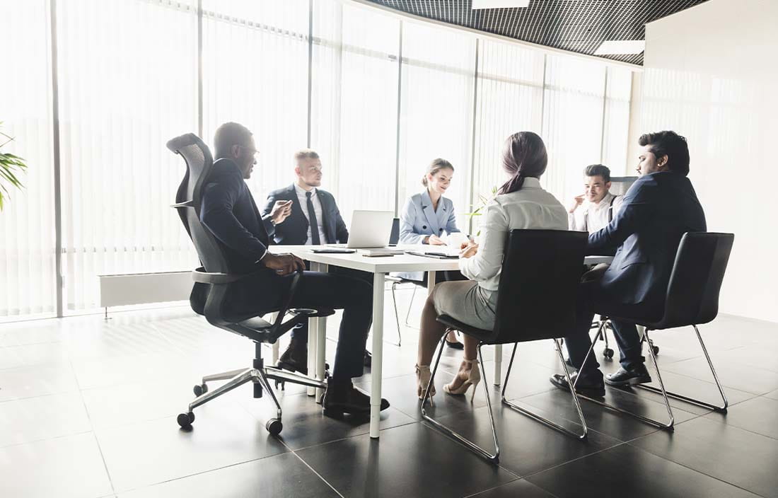 Professionals having a meeting in an office